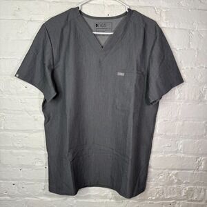 FIGS Scrubs Top Mens Medium Leon‎ 3 Pocket Technical Collection Gray